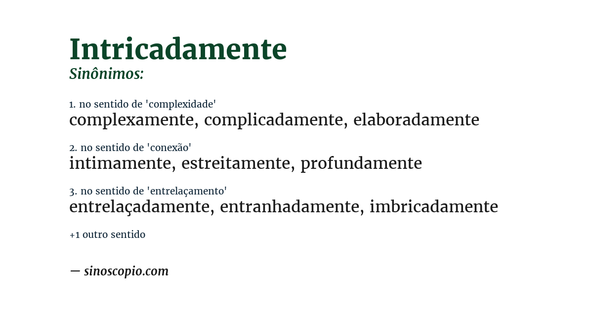 Sinônimo de intricadamente
