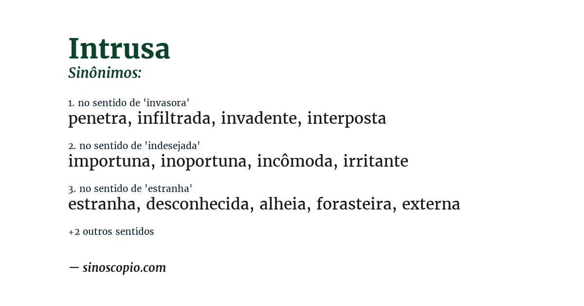 Sinônimo de intrusa
