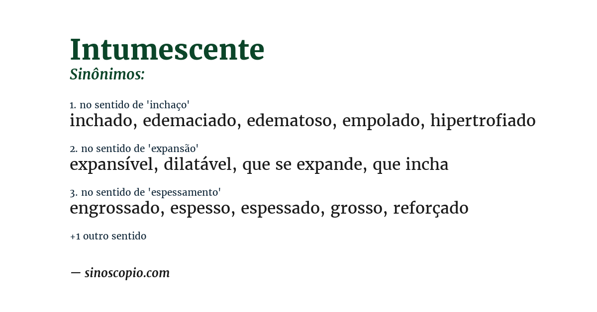 Sinônimo de intumescente