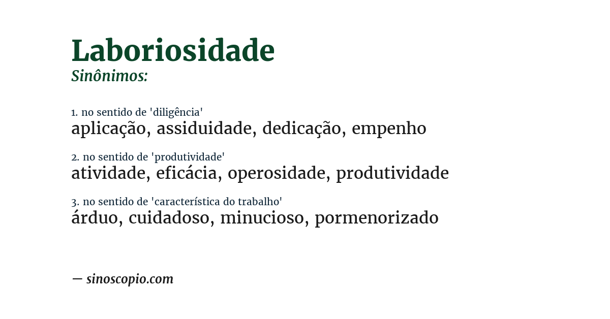 Sinônimo de laboriosidade
