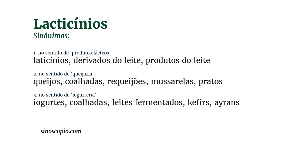 Sinônimo de lacticínios