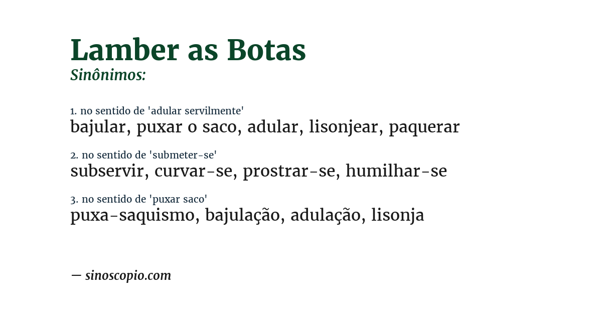 Sinônimo de lamber as botas