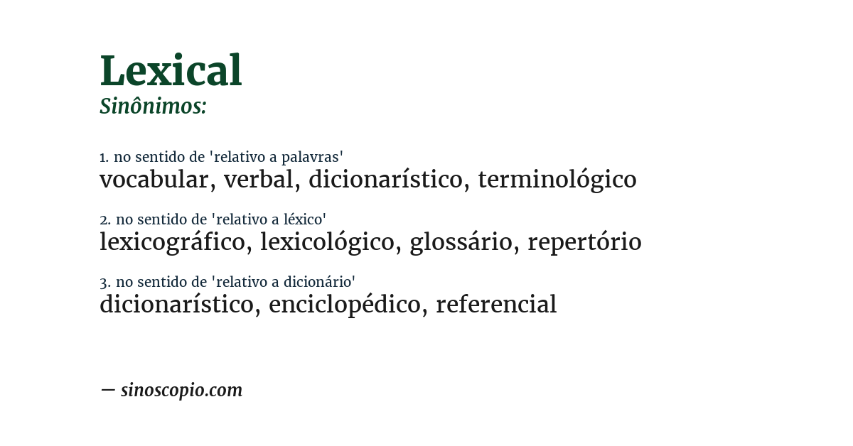 Sinônimo de lexical
