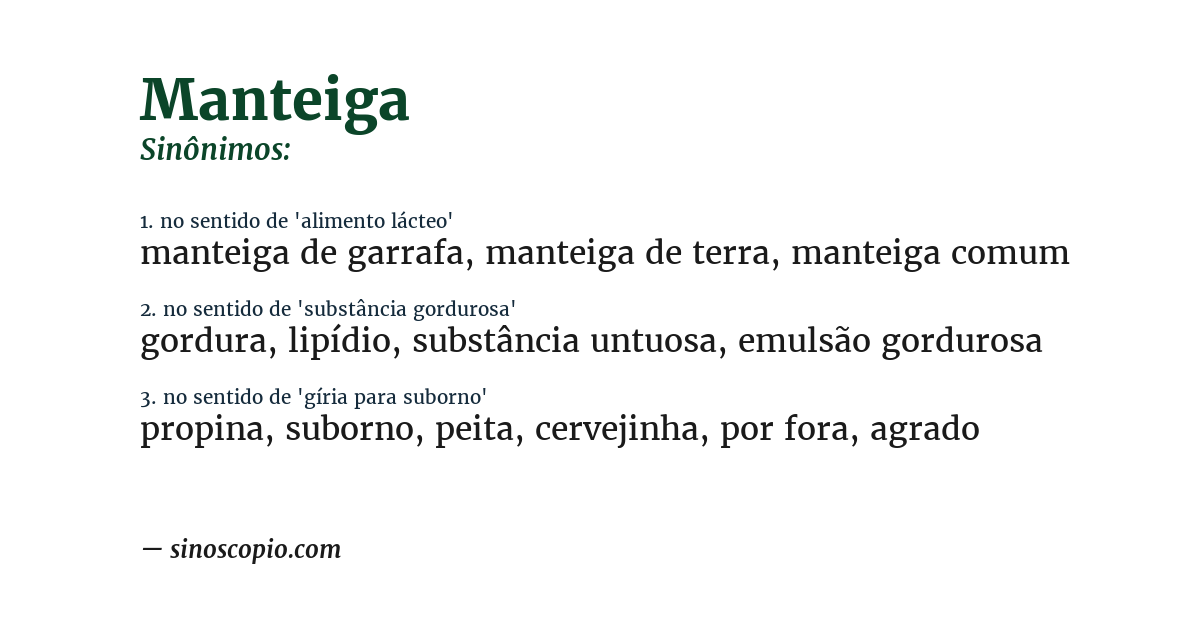 Sinônimo de manteiga
