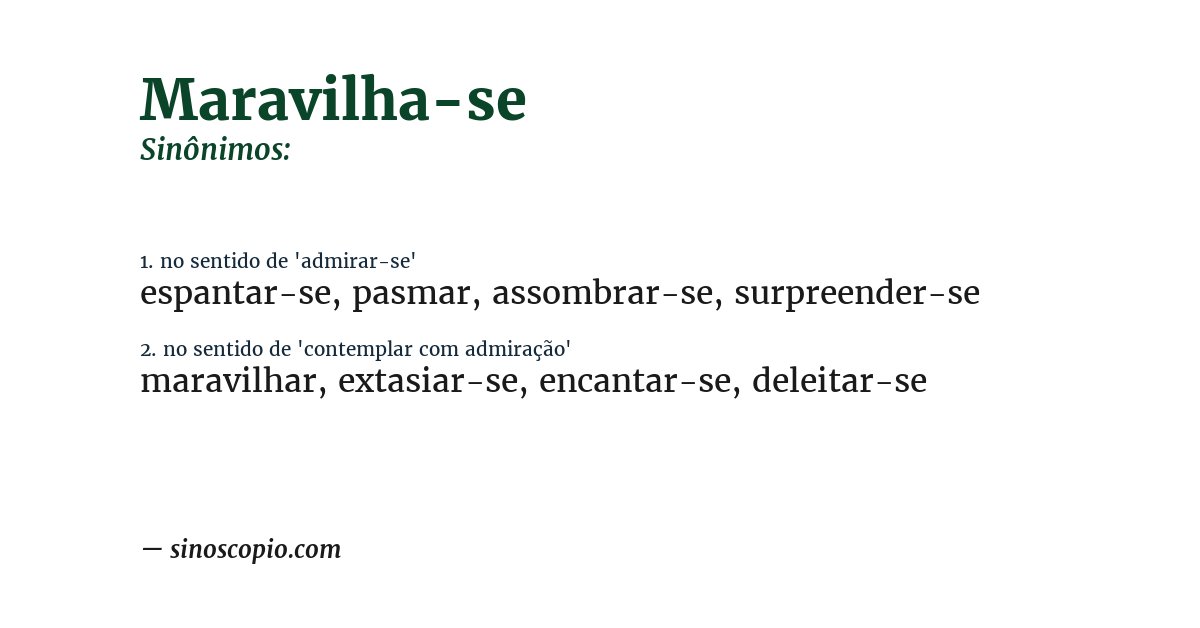 Sinônimo de maravilha-se