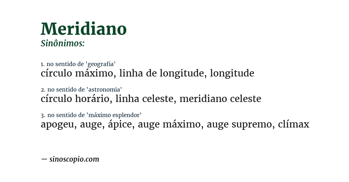 Sinônimo de meridiano