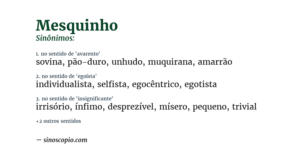 Sinônimo de mesquinho