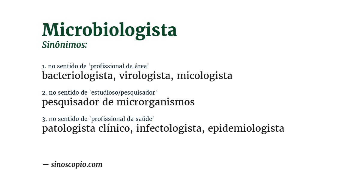 Sinônimo de microbiologista