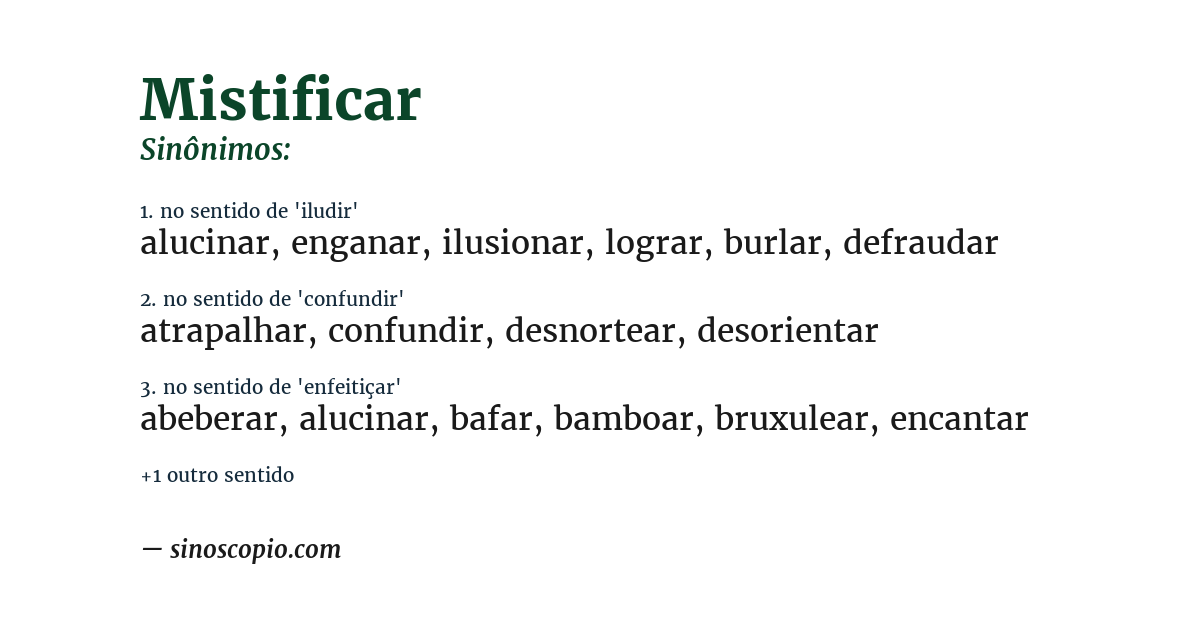 Sinônimo de mistificar