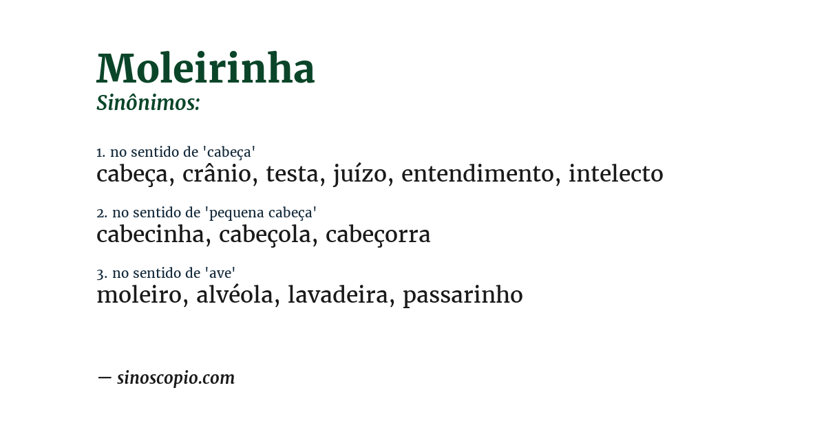 Sinônimo de moleirinha