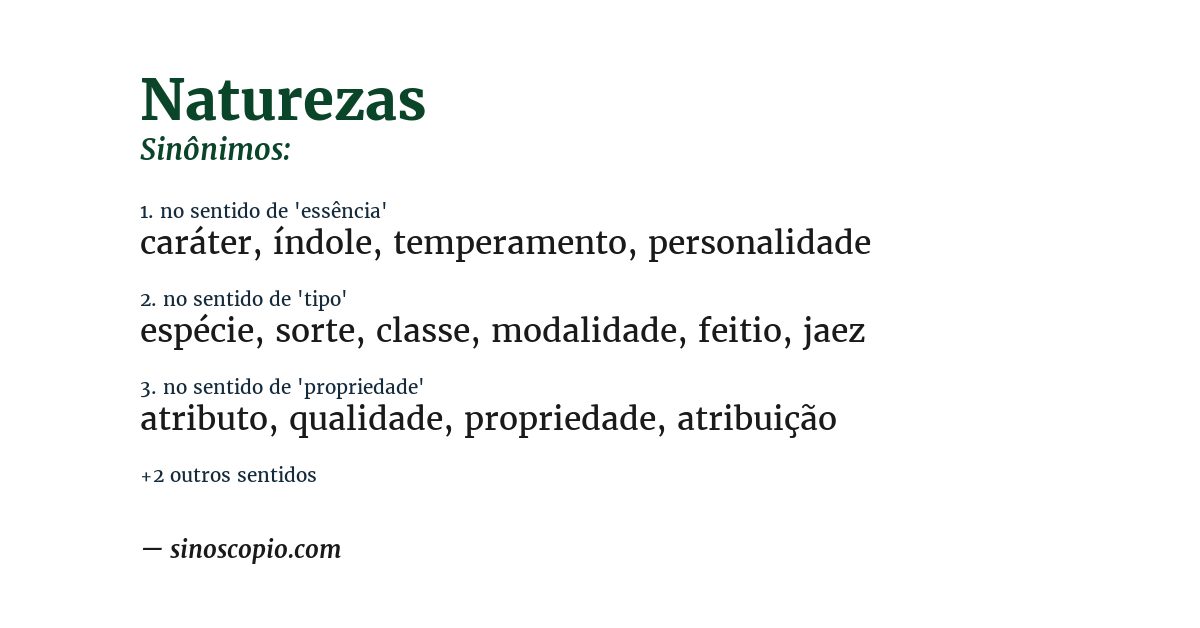 Sinônimo de naturezas