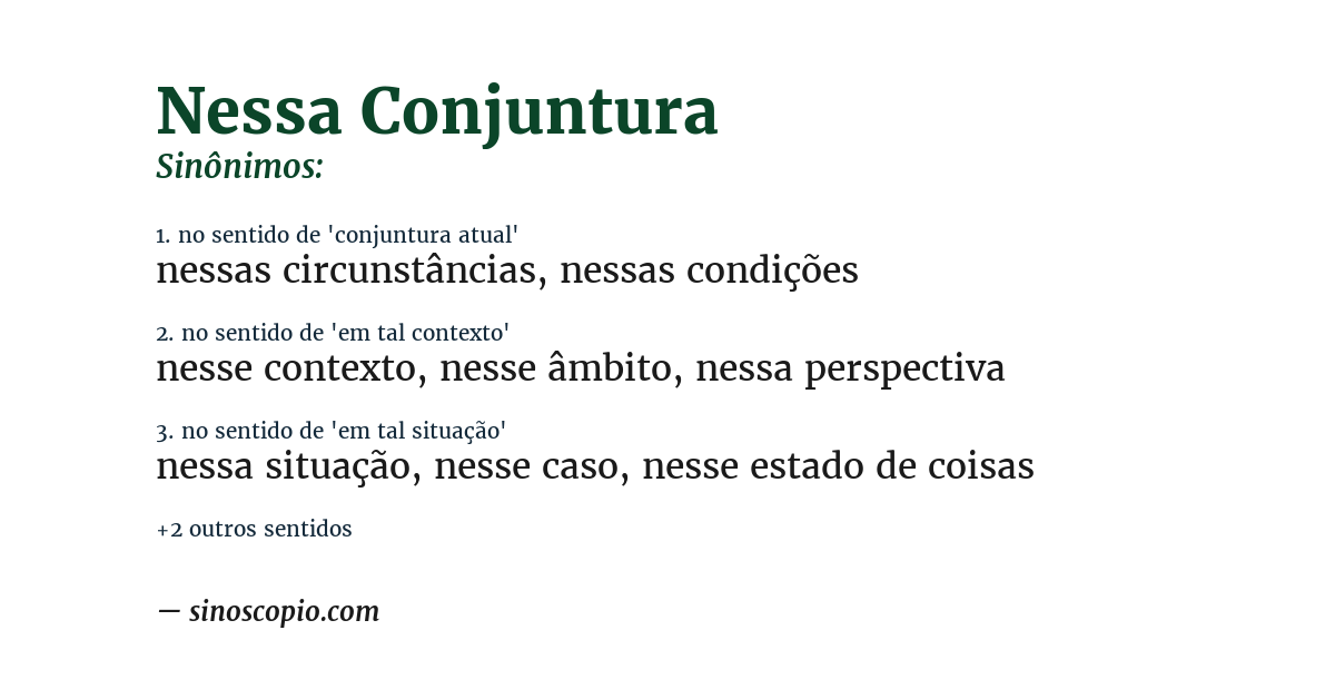 Sinônimo de nessa conjuntura