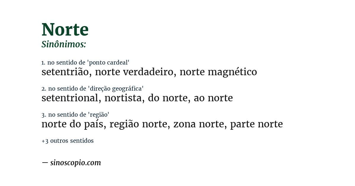 Sinônimo de norte