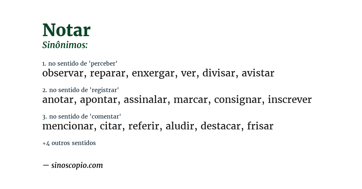 Sinônimo de notar