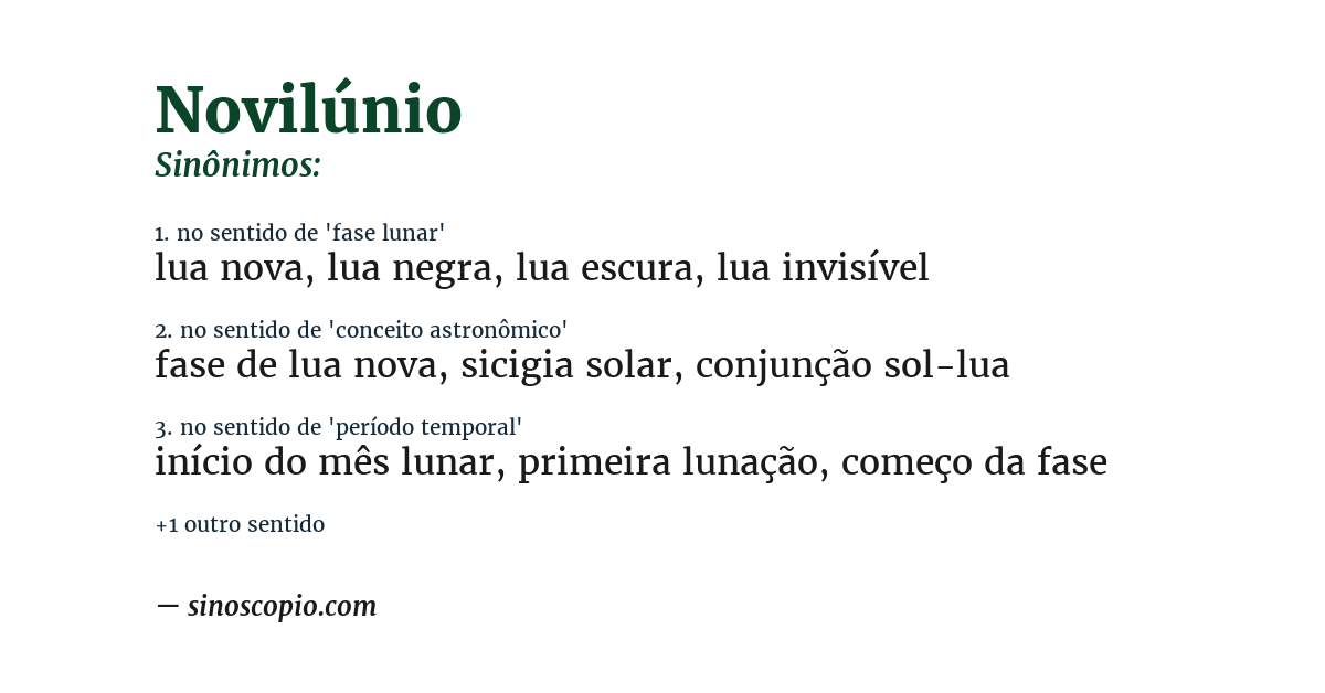 Sinônimo de novilúnio