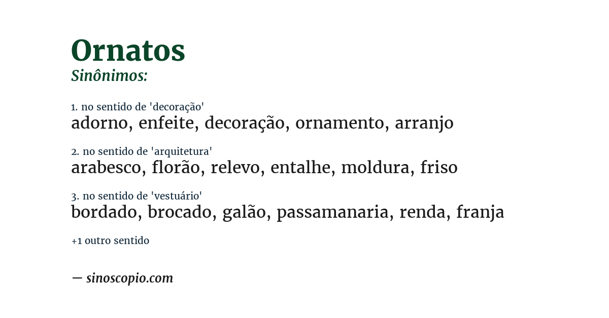 Sinônimo de ornatos