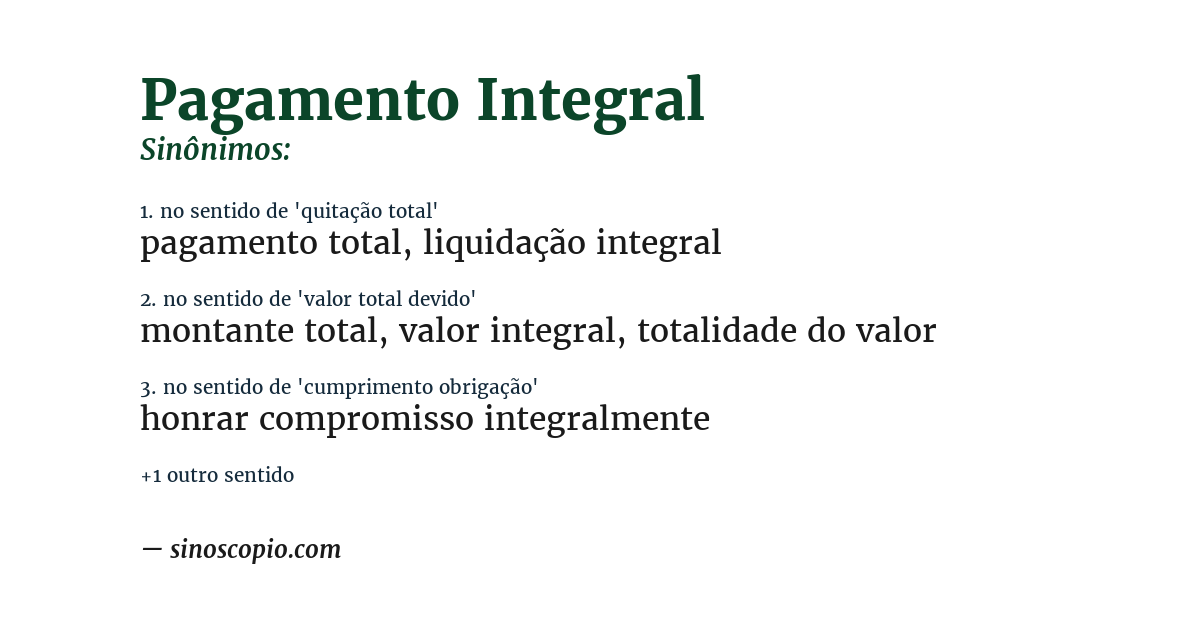 Sinônimo de pagamento integral
