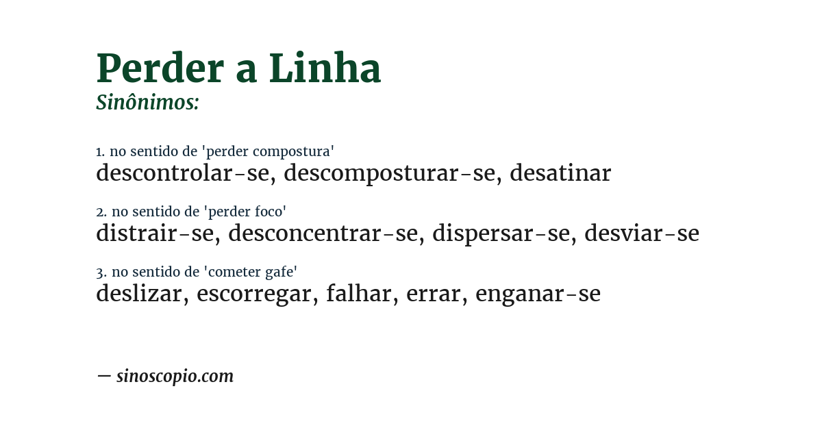 Sinônimo de perder a linha