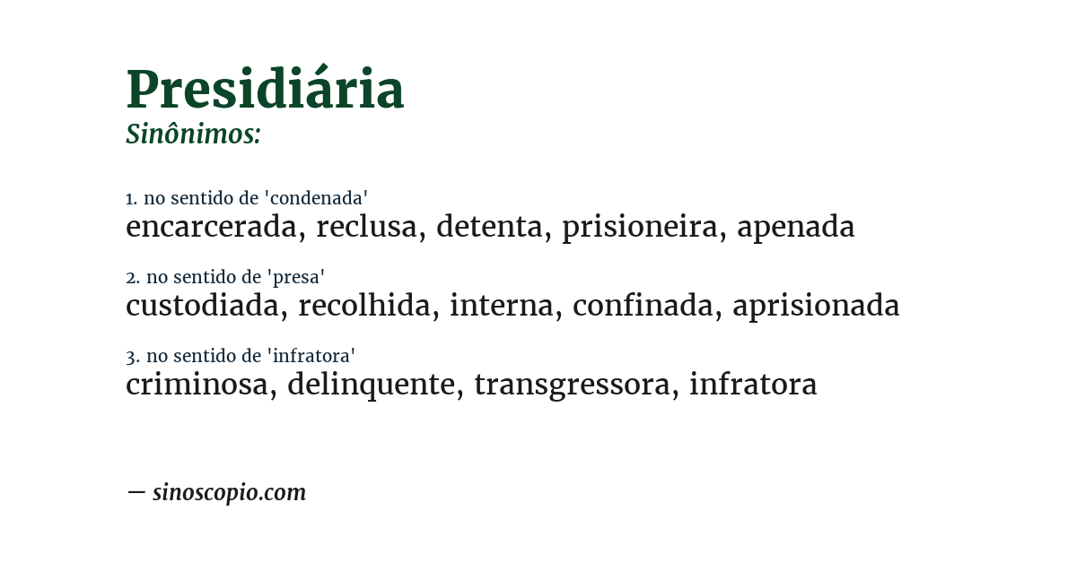 Sinônimo de presidiária