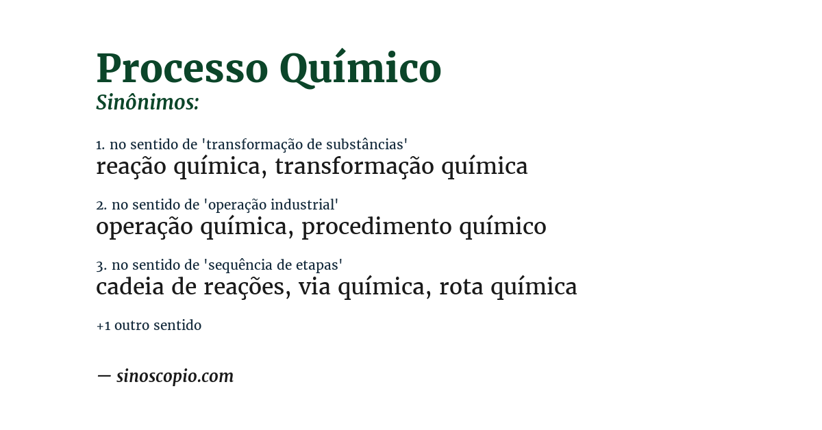 Sinônimo de processo químico