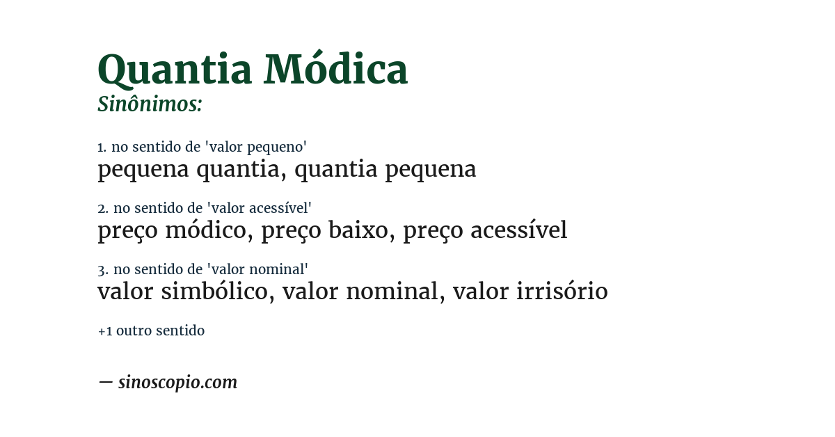 Sinônimo de quantia módica