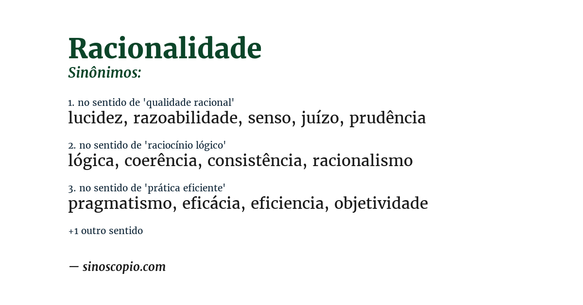 Sinônimo de racionalidade