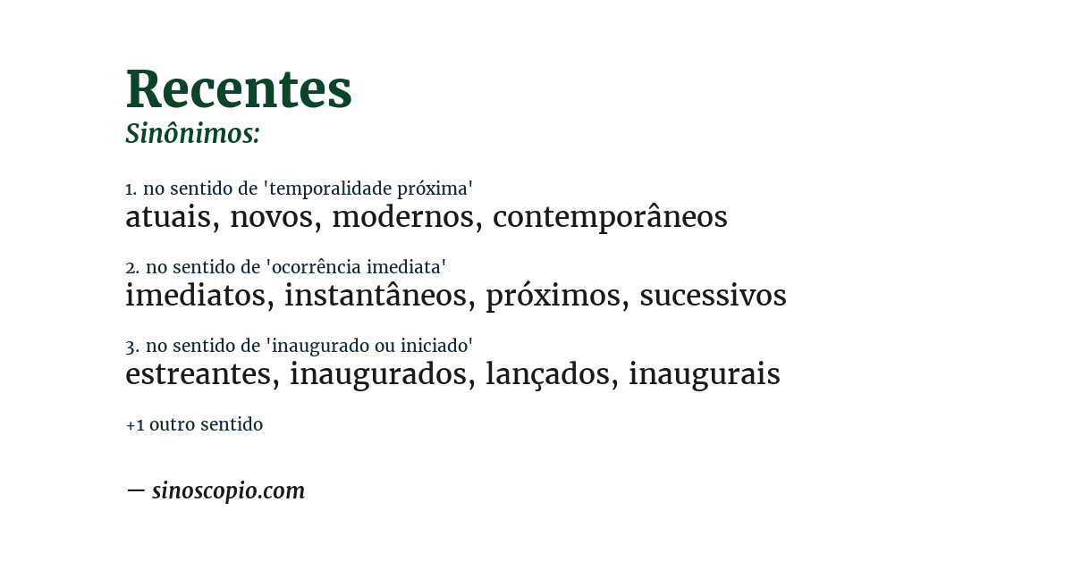Sinônimo de recentes