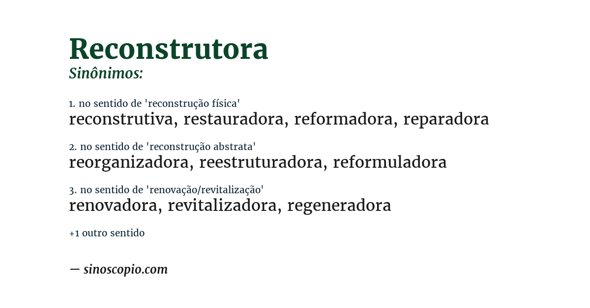 Sinônimo de reconstrutora