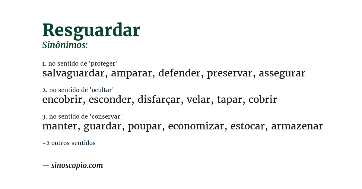 Sinônimo de resguardar