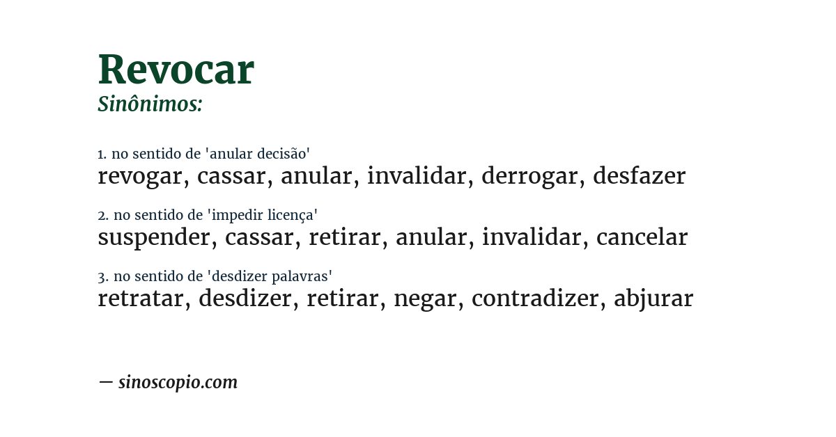 Sinônimo de revocar