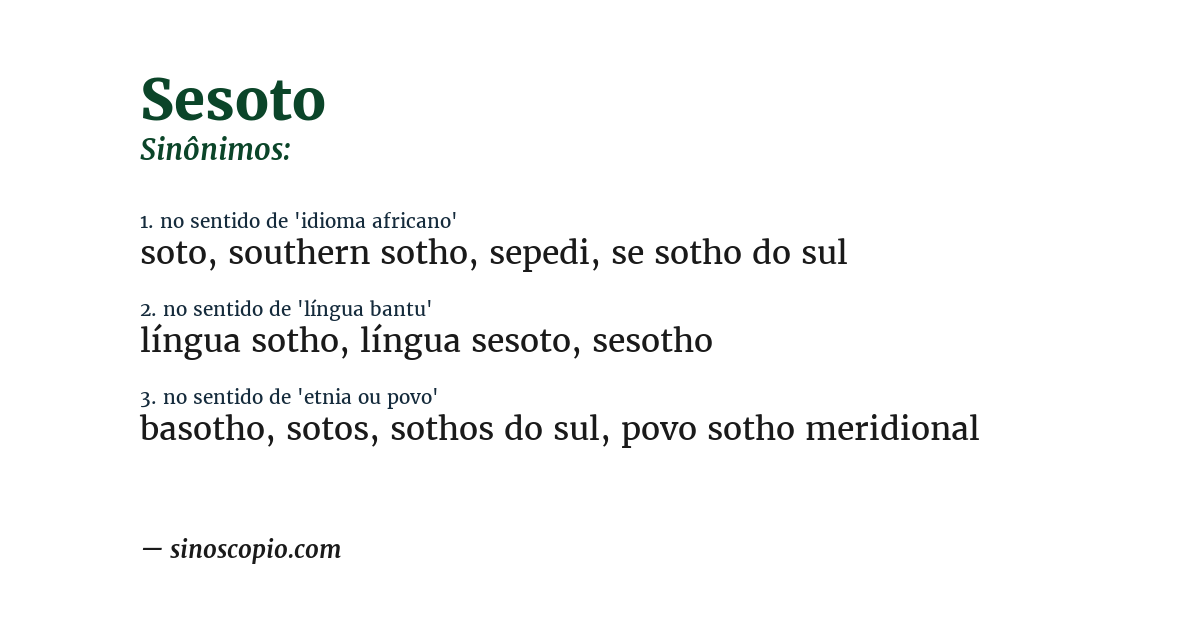 Sinônimo de sesoto