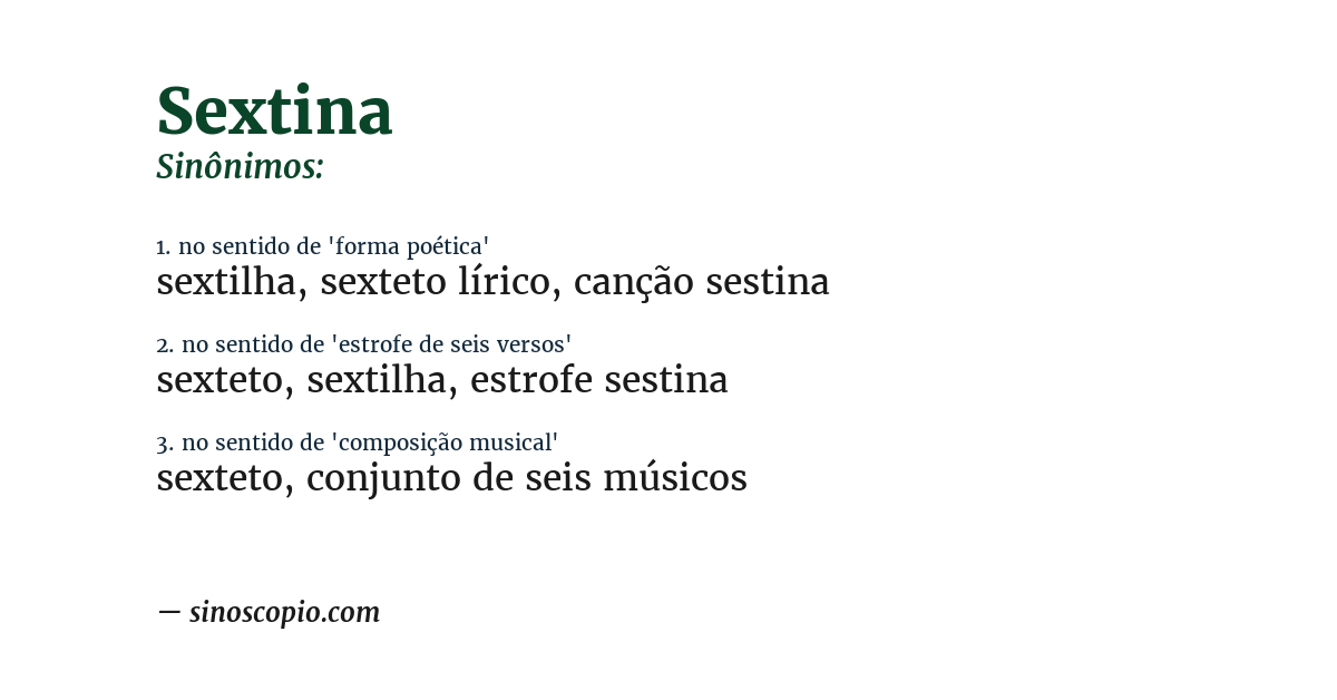 Sinônimo de sextina