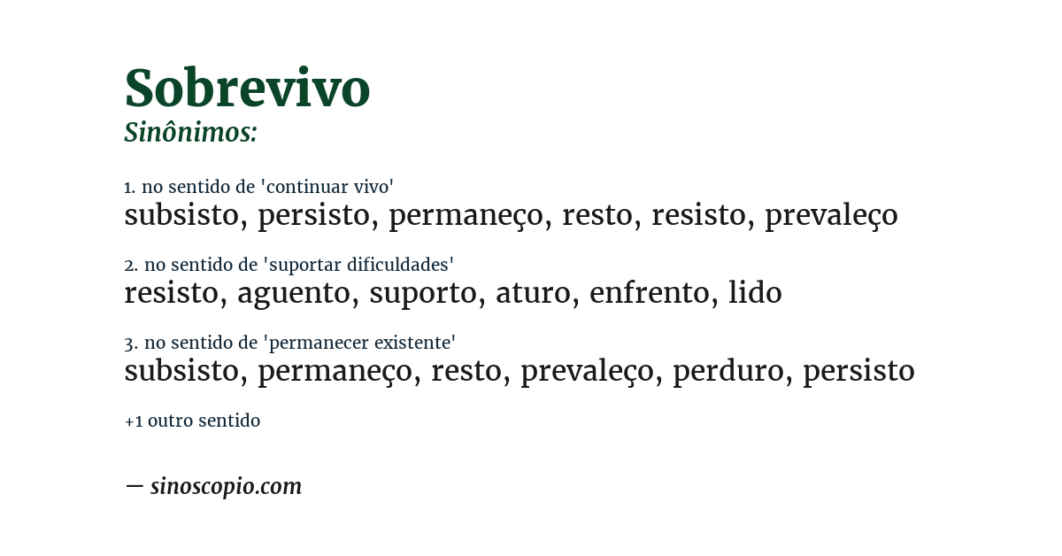 Sinônimo de sobrevivo