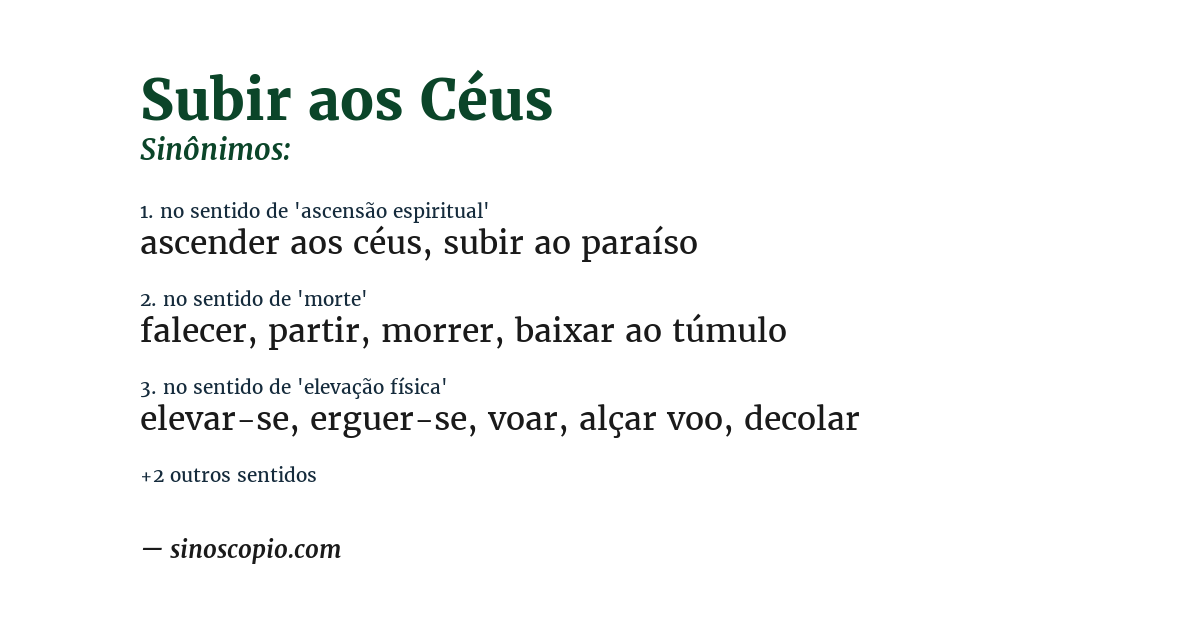 Sinônimo de subir aos céus