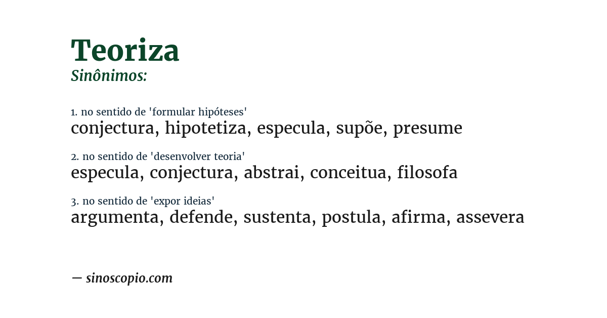 Sinônimo de teoriza