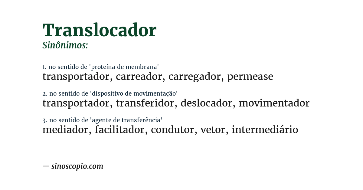 Sinônimo de translocador