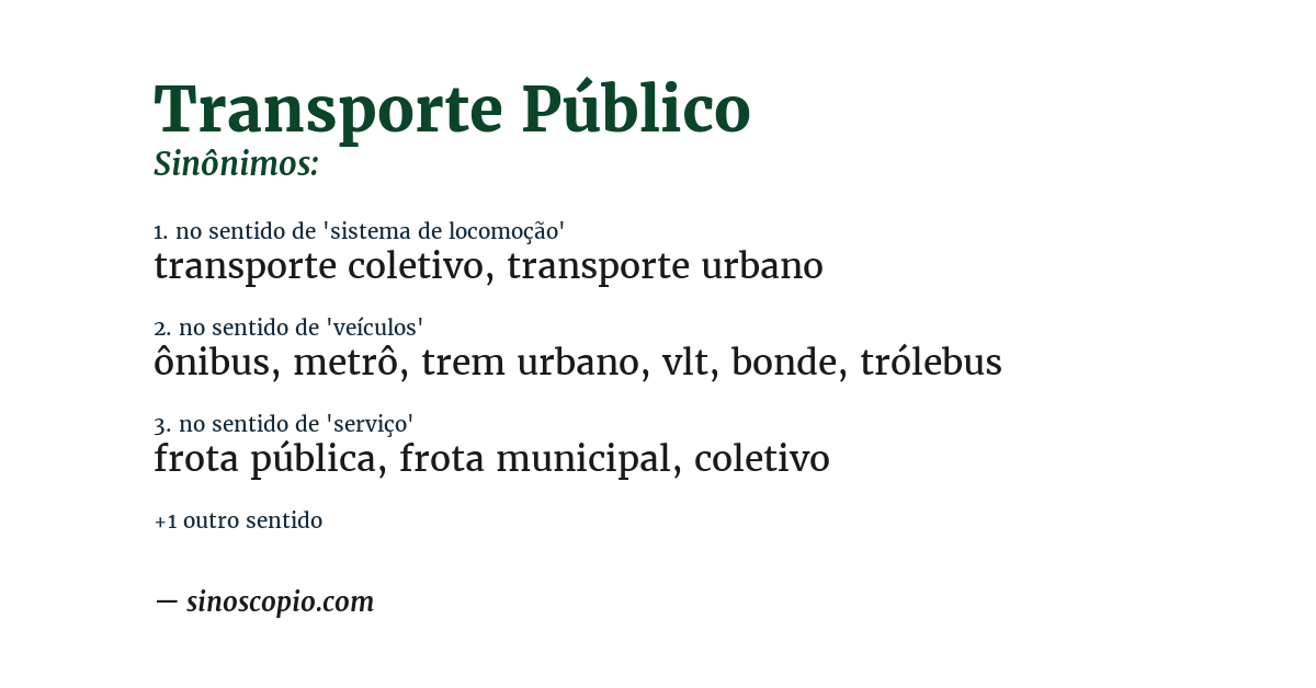 Sinônimo de transporte público