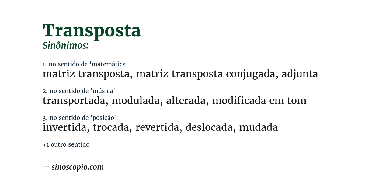 Sinônimo de transposta