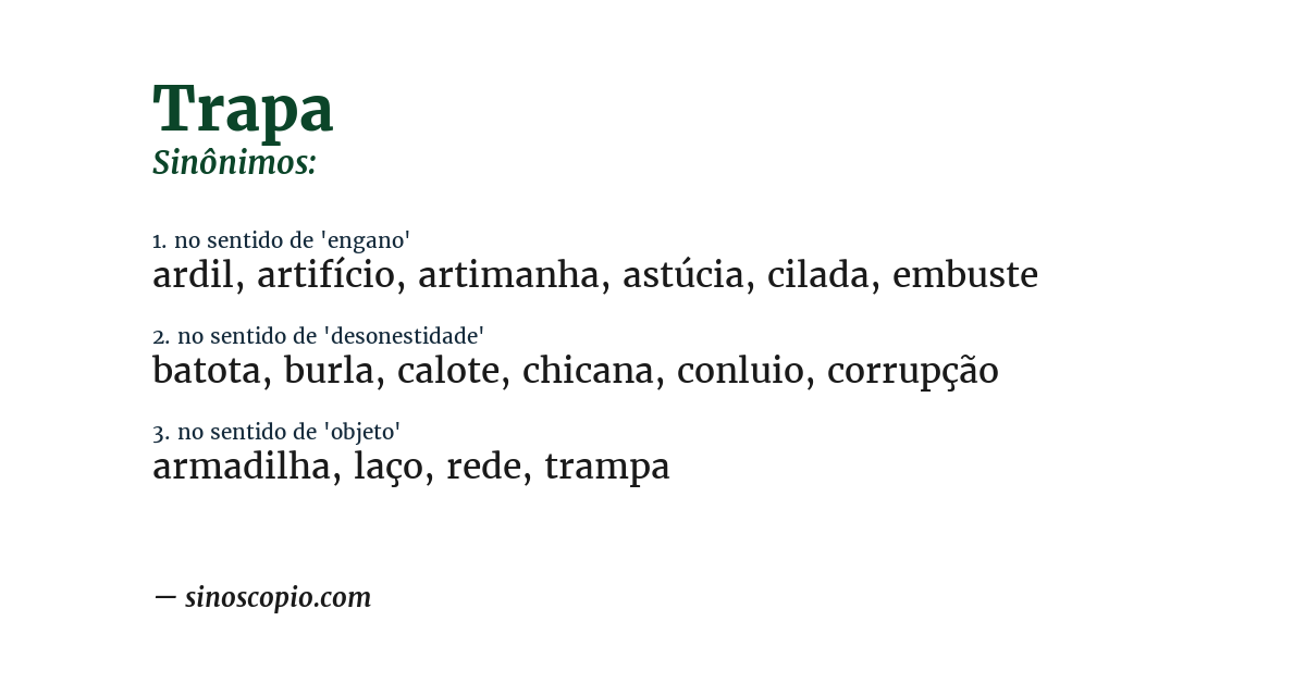 Sinônimo de trapa