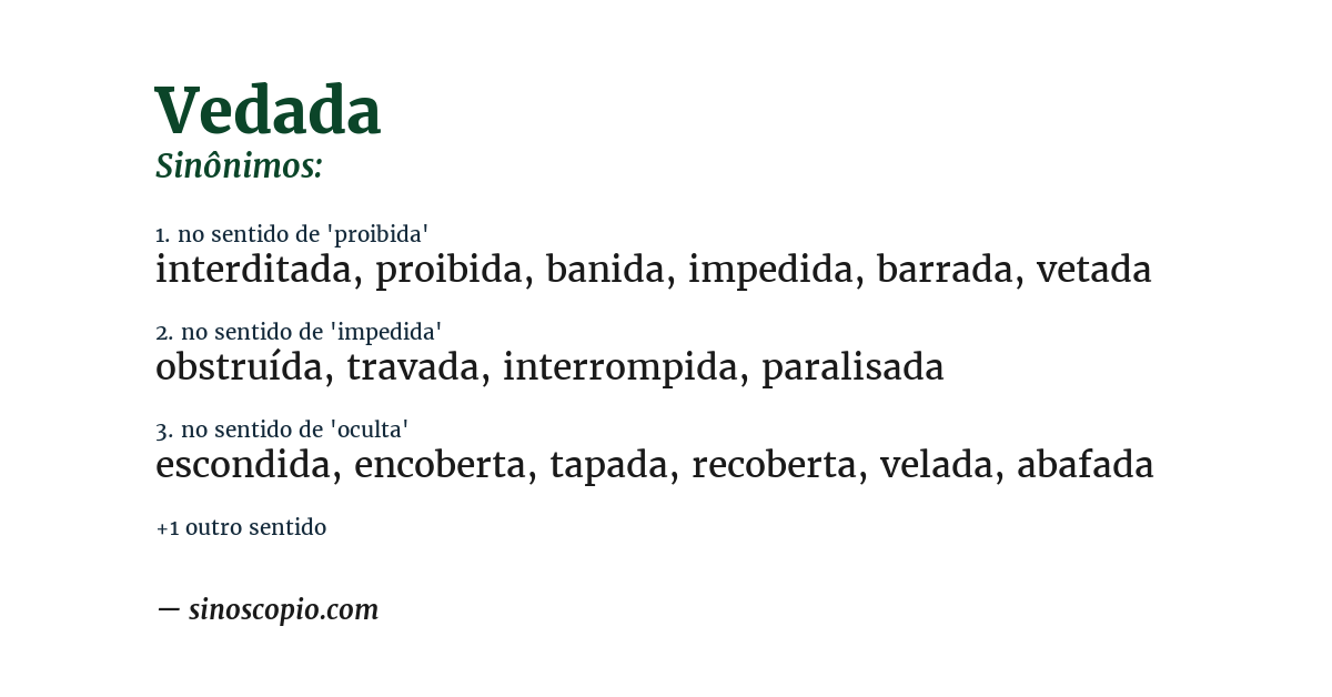 Sinônimo de vedada