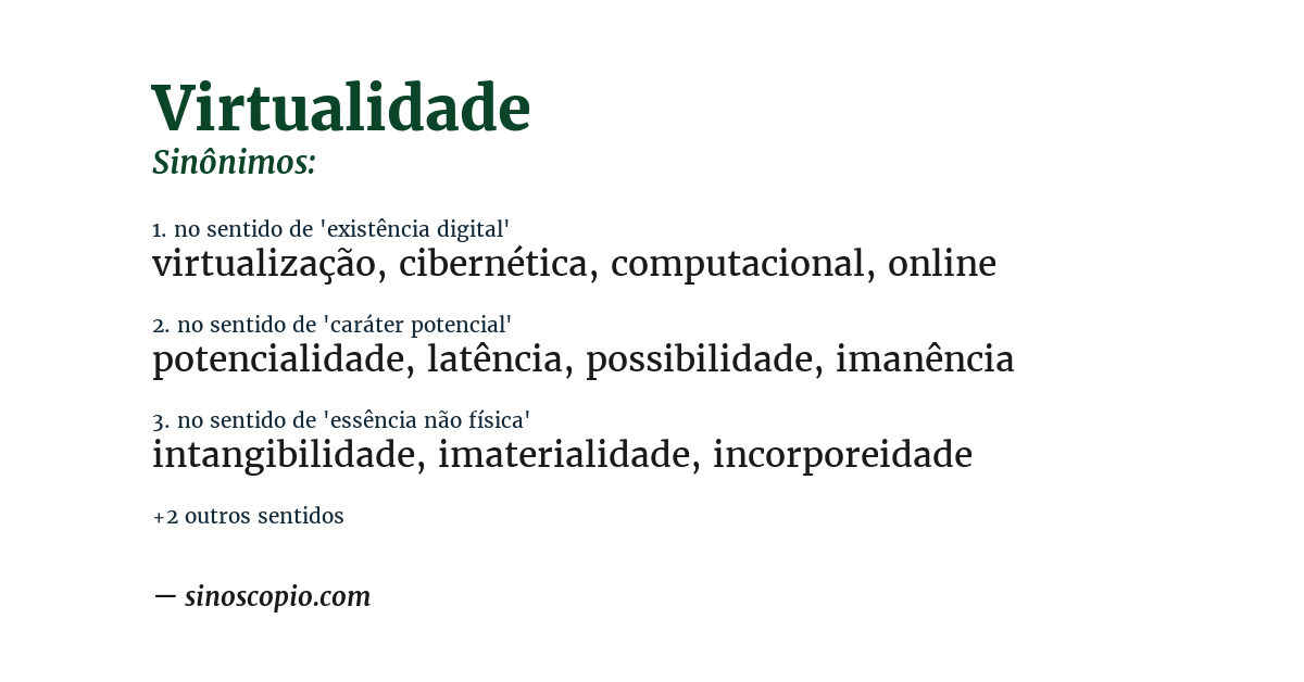 Sinônimo de virtualidade
