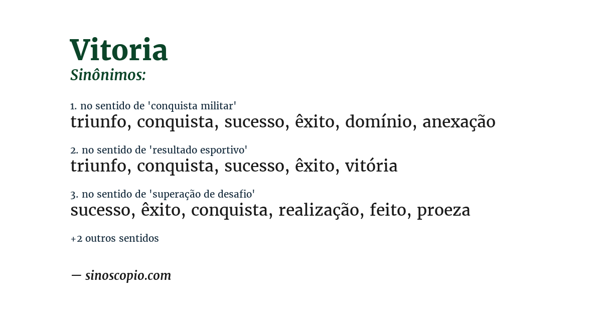 Sinônimo de vitoria