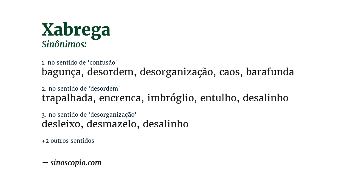 Sinônimo de xabrega