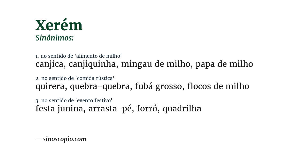 Sinônimo de xerém