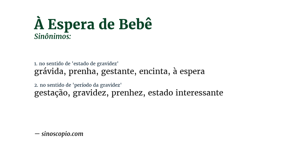Sinônimo de à espera de bebê