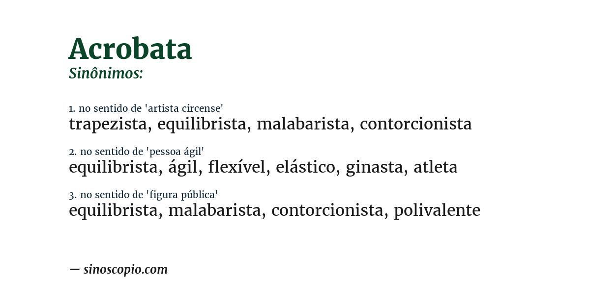 Sinônimo de acrobata