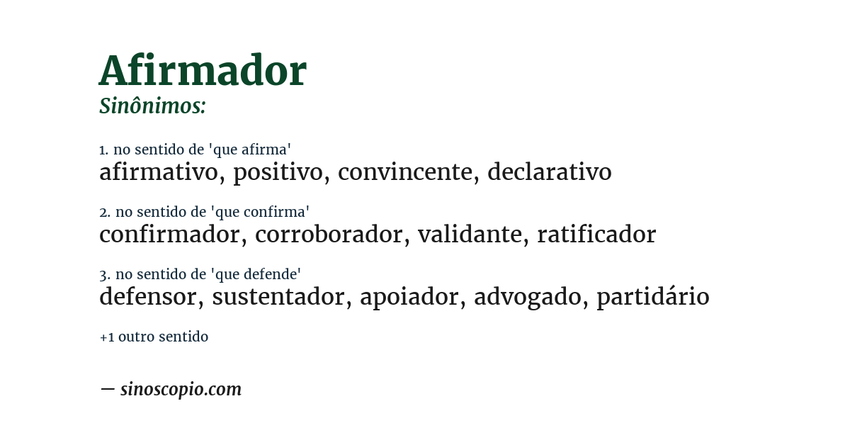 Sinônimo de afirmador