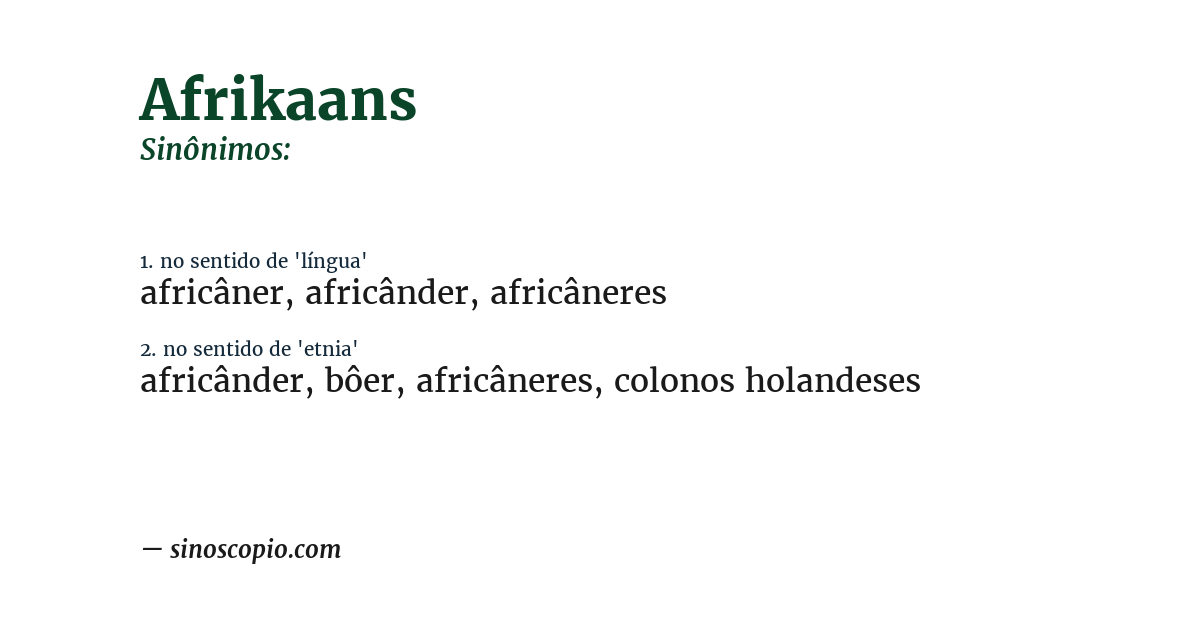Sinônimo de afrikaans
