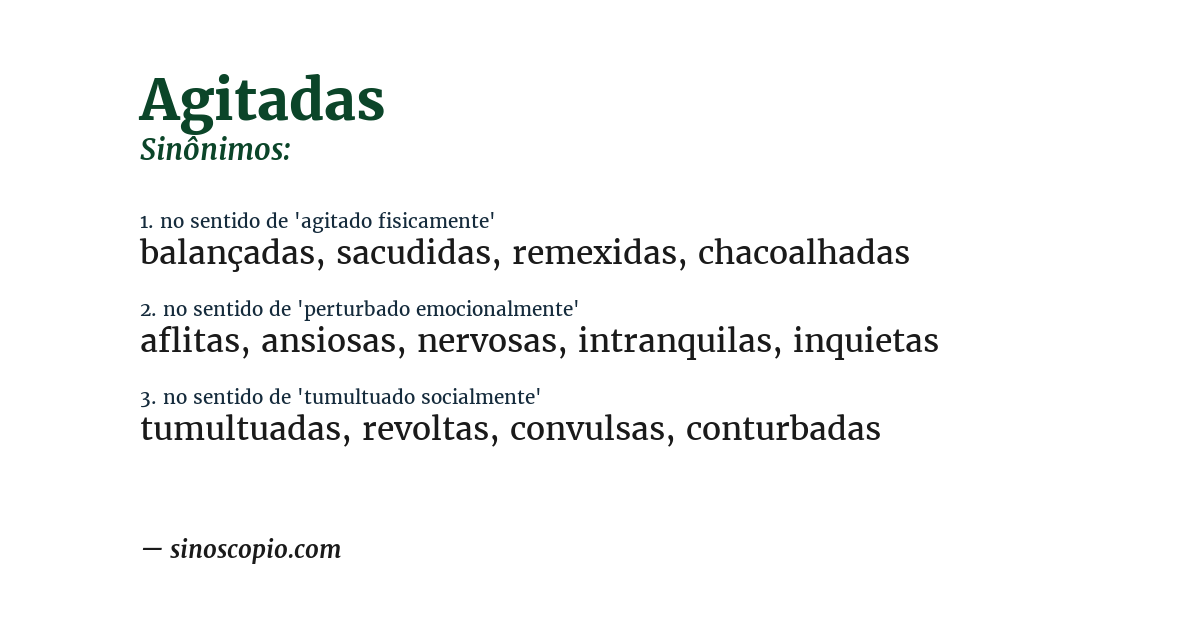 Sinônimo de agitadas