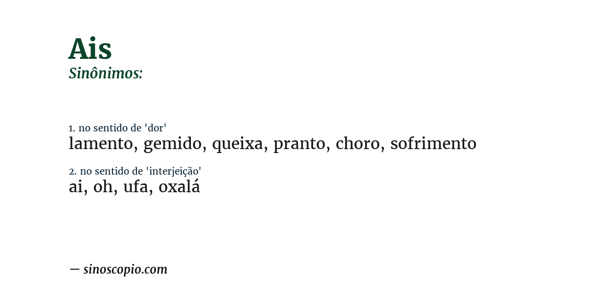Sinônimo de ais